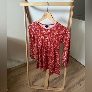 Red Floral Long Sleeve Dress